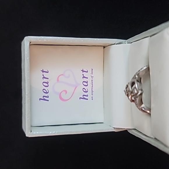 925 Sterling Silver 2 Heart Ring Size 6.5-7 - Picture 8 of 10